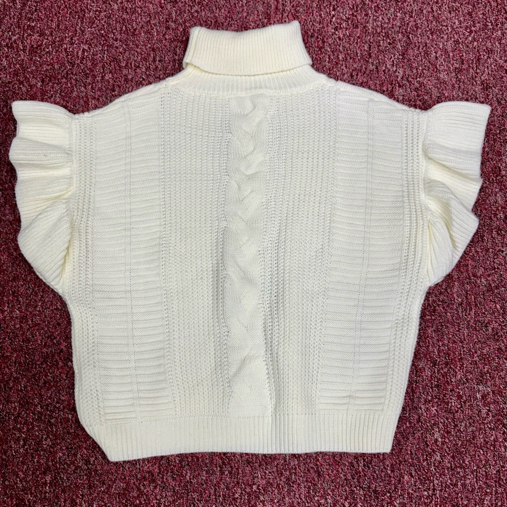SHEIN, ivory, medium, sweater top, lose fit, cropped to waist, flutter sleeve